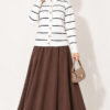 Gold Buttoned Striped Mercerized Cardigan White – Image 3