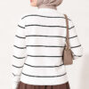 Gold Buttoned Striped Mercerized Cardigan White – Image 4