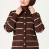 Gold Buttoned Striped Mercerized Cardigan Brown – Image 2