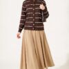 Gold Buttoned Striped Mercerized Cardigan Brown – Image 3