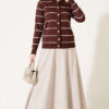 Gold Buttoned Striped Mercerized Cardigan Chestnut – Image 3