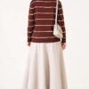 Gold Buttoned Striped Mercerized Cardigan Chestnut – Image 4