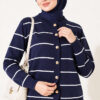 Gold Buttoned Striped Mercerized Cardigan Navy Blue – Image 2