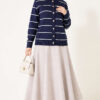 Gold Buttoned Striped Mercerized Cardigan Navy Blue – Image 3