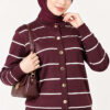 Gold Buttoned Striped Mercerized Cardigan Plum - الصورة 2