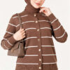 Gold Buttoned Striped Mercerized Cardigan Mink – Image 2