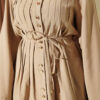 Gold Buttoned Ribbed Tencel Two-Piece Set Beige - immagine 4