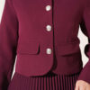 Gold Buttoned Pleated Skirt and Top Set Burgundy - Imagen 4