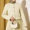 Gold Buttoned Pleated Skirt and Top Set Aqua Green – Image 2