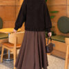Gold Buttoned Ribbed Knit Cardigan Dark Brown - Imagen 4