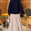 Gold Buttoned Ribbed Knit Cardigan Navy Blue – Bild 4