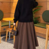 Gold Buttoned Ribbed Knit Cardigan Black - Afbeelding 4