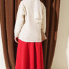 Gold Buttoned V-Neck Short Knit Cardigan Beige – Bild 3