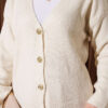 Gold Buttoned V-Neck Short Knit Cardigan Beige – Bild 4