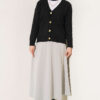 Gold Buttoned V-Neck Short Knit Cardigan Black - Image 2