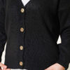 Gold Buttoned V-Neck Short Knit Cardigan Black - Image 4