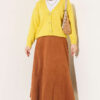 Gold Buttoned V-Neck Short Knit Cardigan Oil Green - Image 2