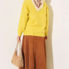 Gold Buttoned V-Neck Short Knit Cardigan Oil Green - Image 3