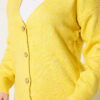 Gold Buttoned V-Neck Short Knit Cardigan Oil Green - Image 4