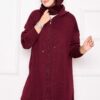 Sparkling Gold Zippered Hooded Knit Two-Piece Set Burgundy - Afbeelding 2