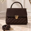 Gold Buttoned Quilted Women's Handbag Dark Brown