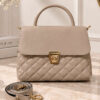 Gold Buttoned Quilted Women's Handbag Beige