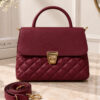 Gold Buttoned Quilted Women's Handbag Burgundy