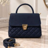 Gold Buttoned Quilted Women's Handbag Navy Blue
