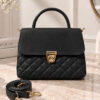 Gold Buttoned Quilted Women's Handbag Black