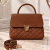 Gold Buttoned Quilted Women's Handbag Tan