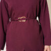 Gold Buckle Detailing French Terry Two-Piece Set Burgundy – Image 4