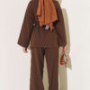 Gold Buckle Detailing French Terry Two-Piece Set Brown – Bild 3