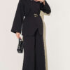 Gold Buckle Detailing French Terry Two-Piece Set Black