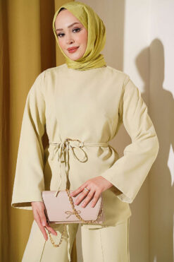 Alternative view of Gold Buckle Detailing French Terry Two-Piece Set Aqua Green