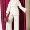 Gold Buckle Detailing French Terry Two-Piece Set Stone