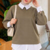 Basic Tunic with Button Placket Khaki