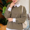 Basic Tunic with Button Placket Khaki - الصورة 4