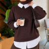 Basic Tunic with Button Placket Brown