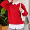 Basic Tunic with Button Placket Red