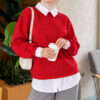 Basic Tunic with Button Placket Red - الصورة 4