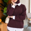 Basic Tunic with Button Placket Plum