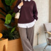 Basic Tunic with Button Placket Plum - immagine 2