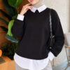 Basic Tunic with Button Placket Black