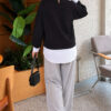 Basic Tunic with Button Placket Black - immagine 3