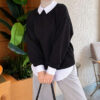 Basic Tunic with Button Placket Black - immagine 4