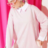Shirt Panel Stone Embellished Tunic Pink