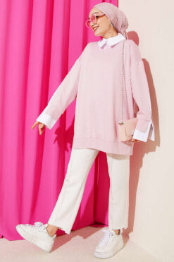 Alternative view of Shirt Panel Stone Embellished Tunic Pink