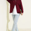 Button-up Shirt with Cardigan Two-Piece Set Burgundy - immagine 2
