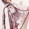 Rose-Patterned Bamboo French Terry Shawl Olive Green - الصورة 5
