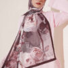 Rose-Patterned Bamboo French Terry Shawl Dark Brown – Image 2